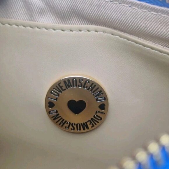 Love Moschino Quilted Mini Crossbody Bag with Chain Strap And Jewels Royal Blue - Picture 6 of 8